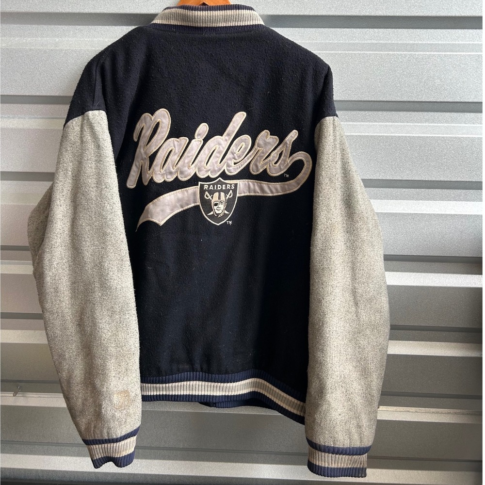 Vintage 1990's Raiders Football Varsity Jacket XL Logo 7 Team NFL Jacket VTG